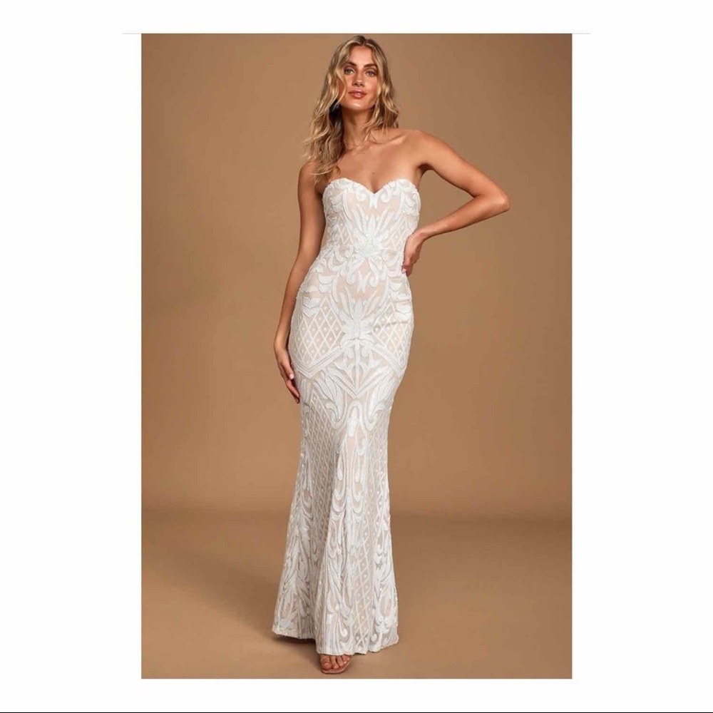 Bariano Olivia Sequin Strapless Maxi, LARGE NWT’S